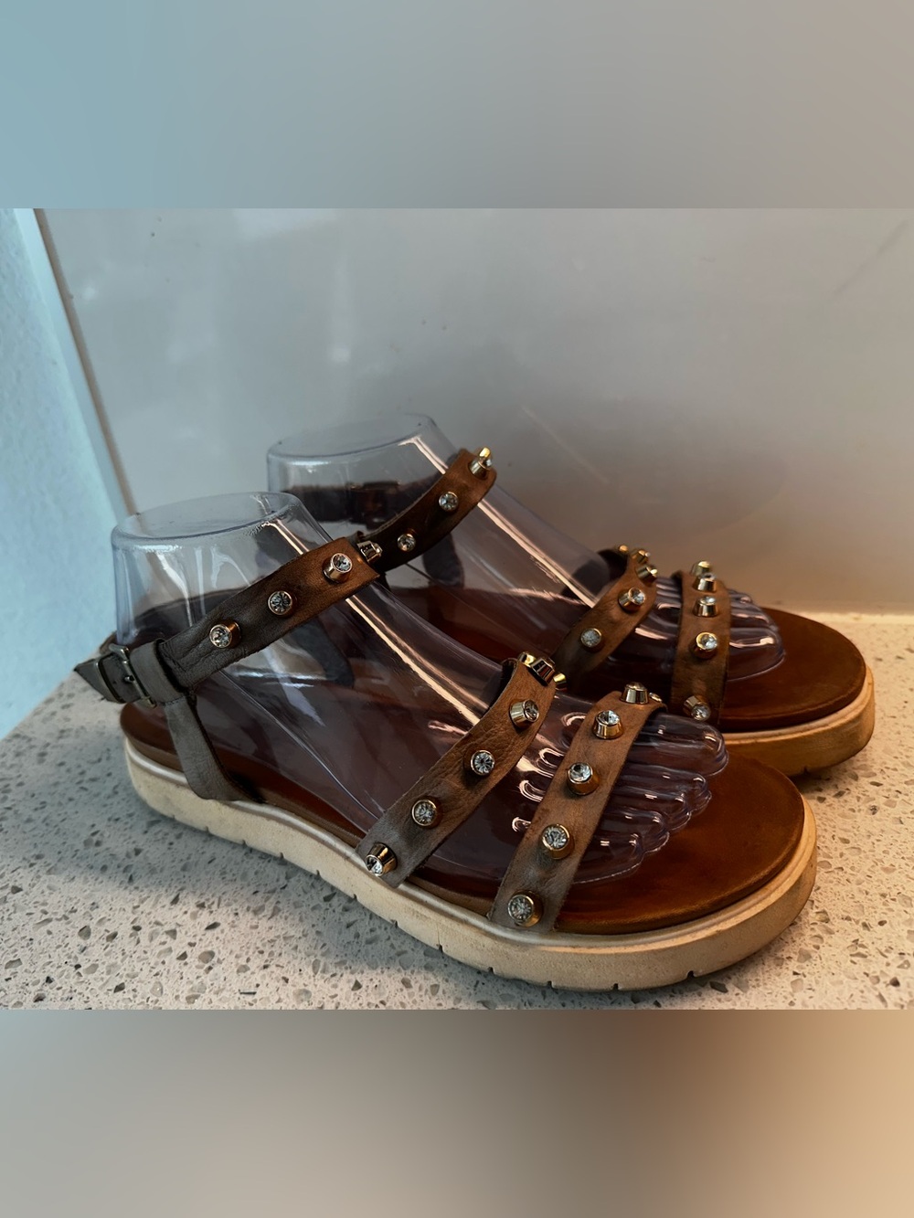 Vince Camuto Brown Studded Platform Sandals